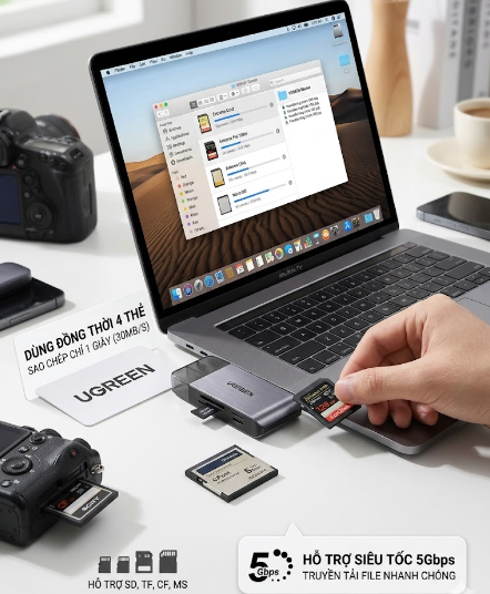 Đầu Đọc Thẻ USB 3.0 Hỗ Trợ SD/TF/CF/MS UGREEN 50541 Chính Hãng